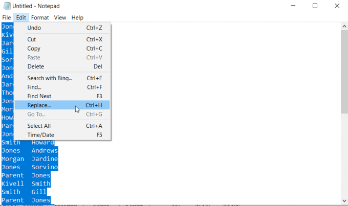thay thế trong notepad - Help Desk Geek Cách Gộp Ô, Cột & Hàng Trong Excel Hình 11