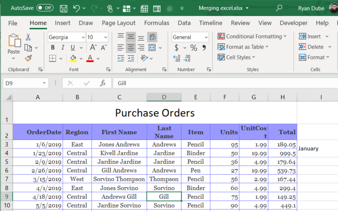 dán-cột-dữ liệu - Help Desk Geek Cách Gộp Ô, Cột & Hàng Trong Excel Hình 14