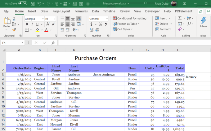 tế bào được nối - Help Desk Geek Cách Gộp Ô, Cột, Hàng Trong Excel Hình 17