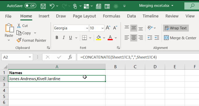 nối tên - Help Desk Geek Cách Gộp Ô, Cột & Hàng Trong Excel Hình 21