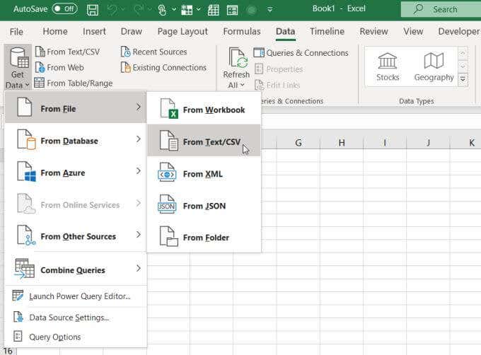 select-insert-csv-file - Bộ phận trợ giúp Geek Cách chèn CSV hoặc TSV vào bảng tính Excel ảnh 4