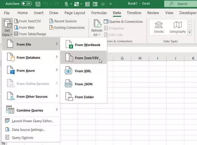 select-insert-csv-file - Bộ phận trợ giúp Geek Cách chèn CSV hoặc TSV vào bảng tính Excel ảnh 4