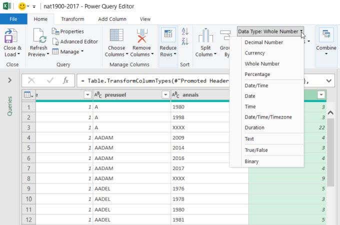 thay đổi kiểu dữ liệu - Help Desk Geek Cách chèn CSV hoặc TSV vào bảng tính Excel hình 11