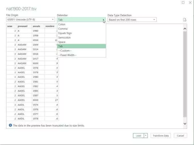 dữ liệu được phân định bằng tab - Help Desk Geek Cách chèn CSV hoặc TSV vào bảng tính Excel ảnh 9