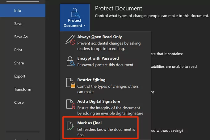 đánh dấu là cuối cùng - Help Desk Geek Cách hạn chế chỉnh sửa trên tài liệu Word ảnh 26