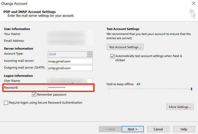 thay đổi triển vọng-mật khẩu-windows - Bộ phận trợ giúp Geek Cách thay đổi mật khẩu Outlook của bạn hình 10