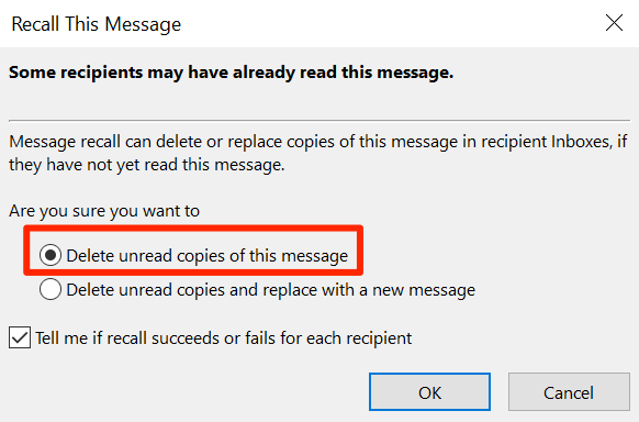 email thu hồi - Help Desk Geek Cách thu hồi một email trong Outlook hình 6