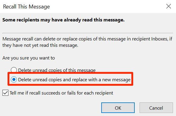 thay thế email - Help Desk Geek Cách thu hồi một email trong Outlook hình 7
