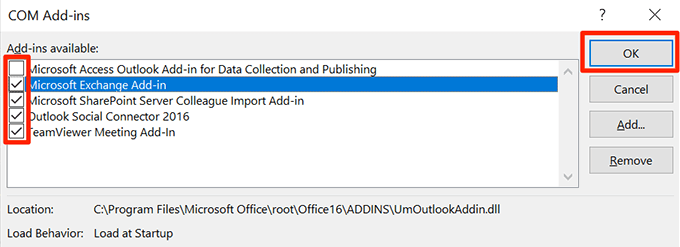 vô hiệu hóa-outlook-add-in - Bộ phận trợ giúp Geek Cách khắc phục Outlook bị kẹt khi tải ảnh hồ sơ 7