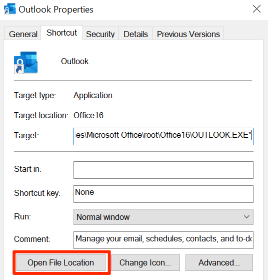 open-outlook-location - Bộ phận trợ giúp Geek Cách khắc phục Outlook bị kẹt khi tải ảnh hồ sơ 17