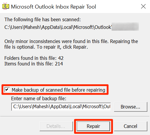 sửa chữa-corrupted-outlook-file - Help Desk Geek Cách khắc phục Outlook bị kẹt khi tải ảnh hồ sơ 21