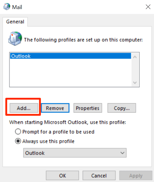 add-outlook-profile - Bộ phận trợ giúp Geek Cách khắc phục Outlook bị kẹt khi tải ảnh hồ sơ 25