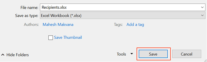 save-excel-bảng tính - Help Desk Geek Cách tạo tính năng trộn thư trong Microsoft Word hình 7