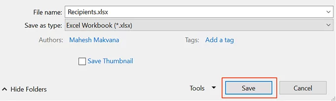 save-excel-bảng tính - Help Desk Geek Cách tạo tính năng trộn thư trong Microsoft Word hình 7