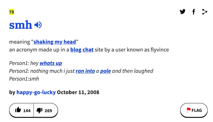 smh-urban-dictionary - Mẹo công nghệ trực tuyến Nguồn gốc của hình ảnh SMH