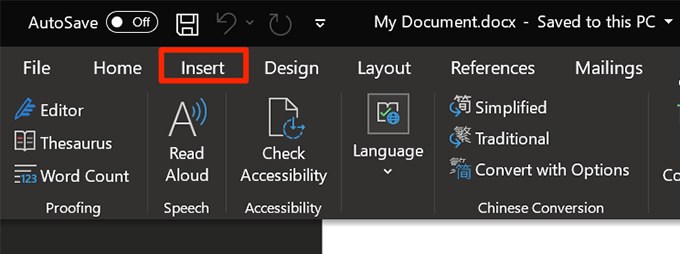tab chèn - Help Desk Geek Cách hiển thị số từ trong Microsoft Word hình 9