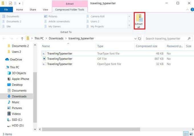 extractall - Bộ phận trợ giúp Geek Cách thêm phông chữ mới vào Microsoft Word hình 4