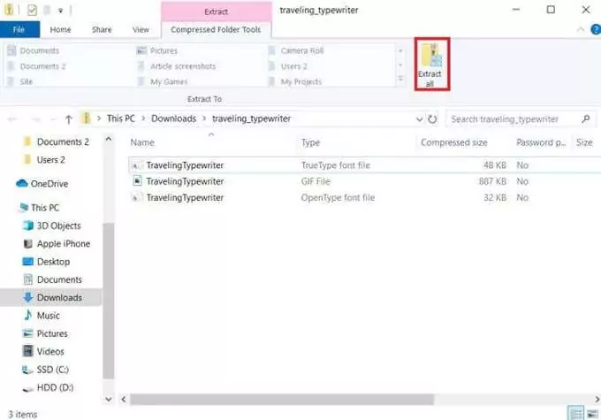 extractall - Bộ phận trợ giúp Geek Cách thêm phông chữ mới vào Microsoft Word hình 4
