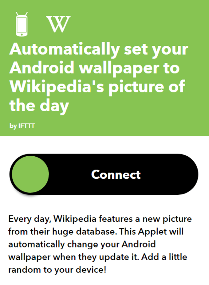 12Tự độngĐặtAndroidHình nềnWikipedia - Mẹo công nghệ trực tuyến 13 Applet IFTTT tốt nhất cho tự động hóa trực tuyến image 12