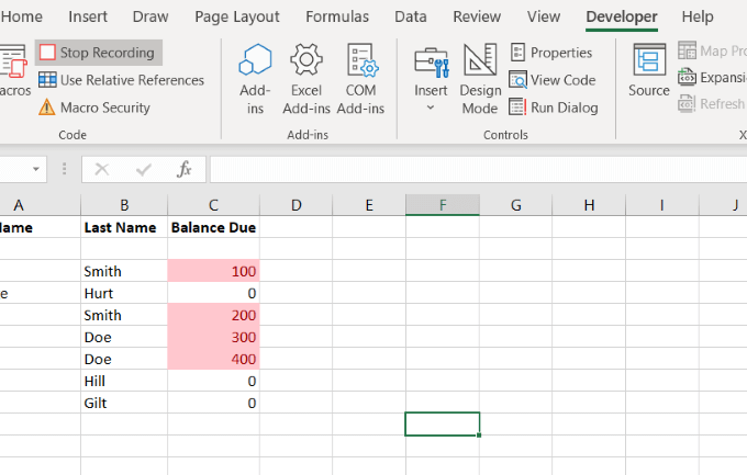 dừng ghi âm - Help Desk Geek Cách tạo macro hoặc tập lệnh VBA trong Excel ảnh 11