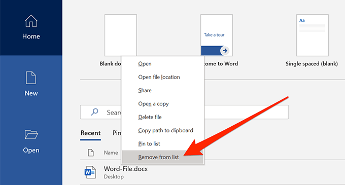 xóa khỏi danh sách - Help Desk Geek Cách xóa danh sách file đã mở gần đây trong Word ảnh 2