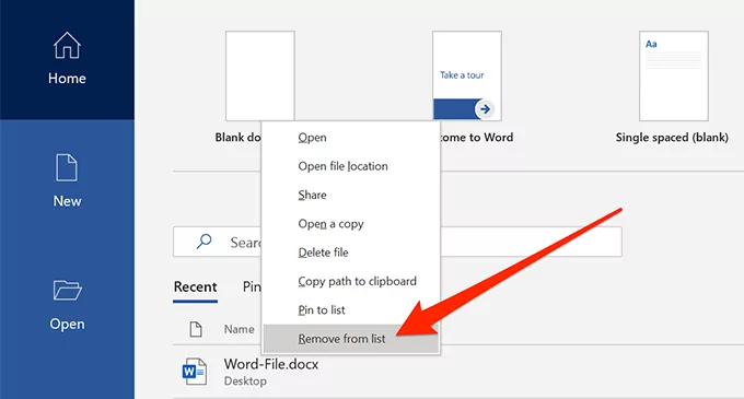 xóa khỏi danh sách - Help Desk Geek Cách xóa danh sách file đã mở gần đây trong Word ảnh 2