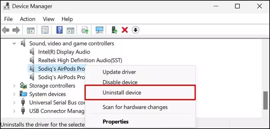 33-uninstall-audio-driver-windows-11 - Bộ phận trợ giúp Geek Tai nghe không hoạt động trên Windows 11? 10 Cách khắc phục Hãy thử hình 34