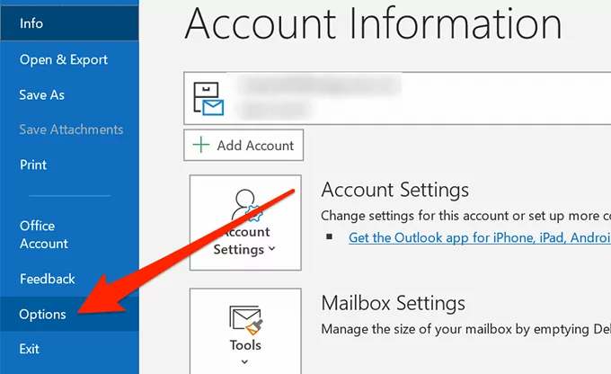 Outlook-options-1 - Bộ phận trợ giúp Geek Cách xóa hình ảnh bộ đệm Outlook 10