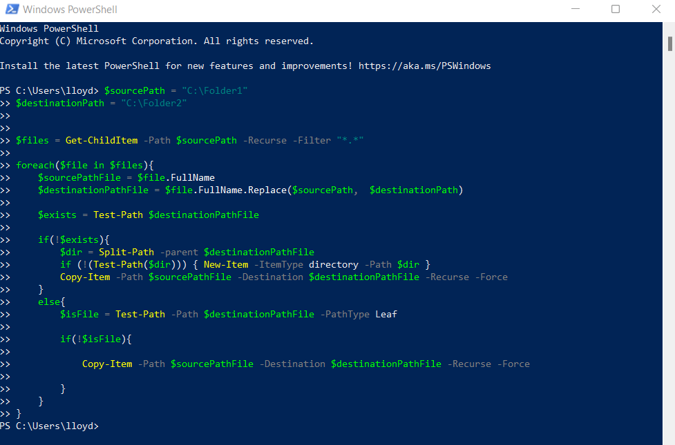 4-PowerShell - Người đam mê bộ phận trợ giúp Cách dễ dàng hợp nhất các thư mục trong Windows 11/10 hình 5