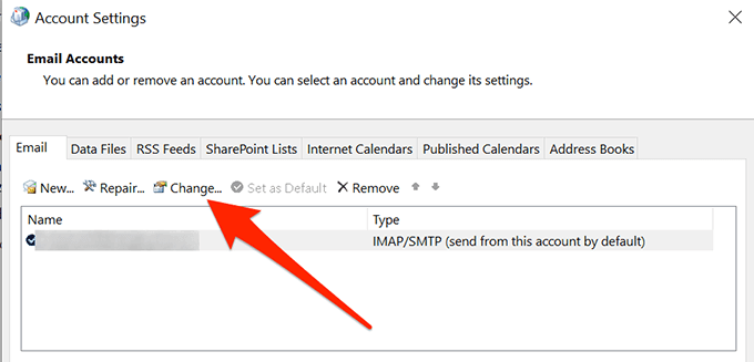 thay đổi cài đặt email - Help Desk Geek Cách khắc phục Outlook liên tục hỏi mật khẩu hình 11