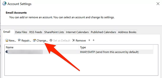 thay đổi cài đặt email - Help Desk Geek Cách khắc phục Outlook liên tục hỏi mật khẩu hình 11