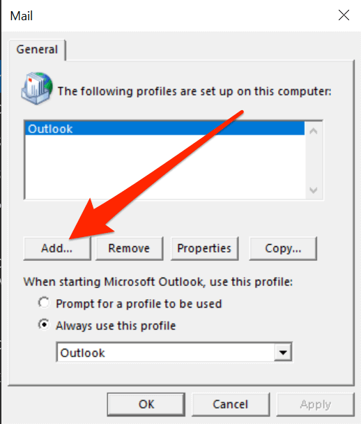 thêm hồ sơ - Help Desk Geek Cách khắc phục Outlook liên tục hỏi mật khẩu hình 20