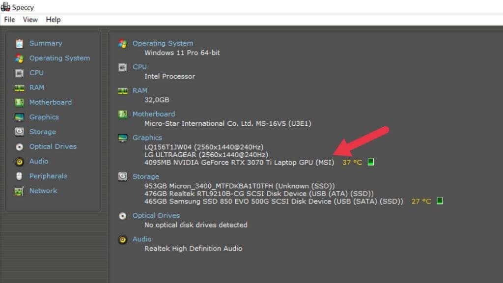 20-Speccy - Người đam mê bộ phận trợ giúp Cách tìm hiểu card đồ họa trong PC Windows 11 của bạn hình 21