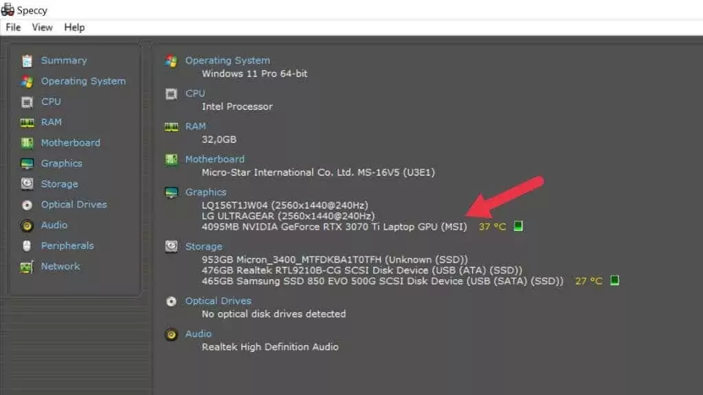 20-Speccy - Người đam mê bộ phận trợ giúp Cách tìm hiểu card đồ họa trong PC Windows 11 của bạn hình 21