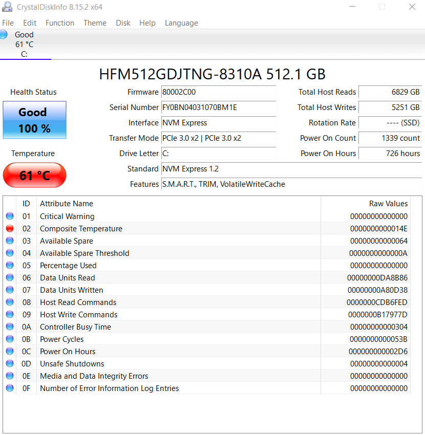 3-CrystalDisk-Info - Bộ phận trợ giúp Geek Cách kiểm tra tình trạng ổ cứng trong Windows 11/10 ảnh 4