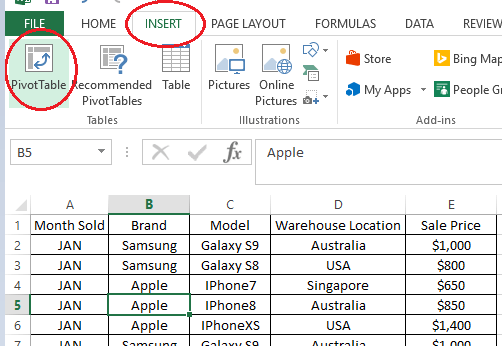 chèn menu ribbon - 2 - Help Desk Geek Cách tạo Pivot Table đơn giản trong Excel hình 3