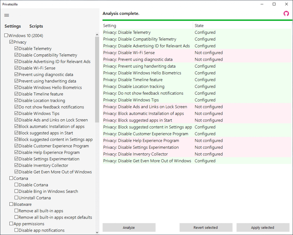 2-Privatezilla - Người đam mê bộ phận trợ giúp 5 Công cụ bảo mật Windows 11 tốt nhất hình ảnh 3