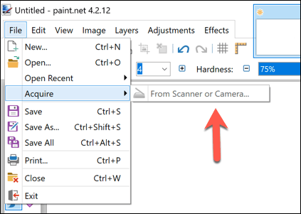 Paint-NET-Acquire-Image - Mẹo kỹ thuật trực tuyến Tạo hình ảnh cơ bản trong hình ảnh Paint.NET 8