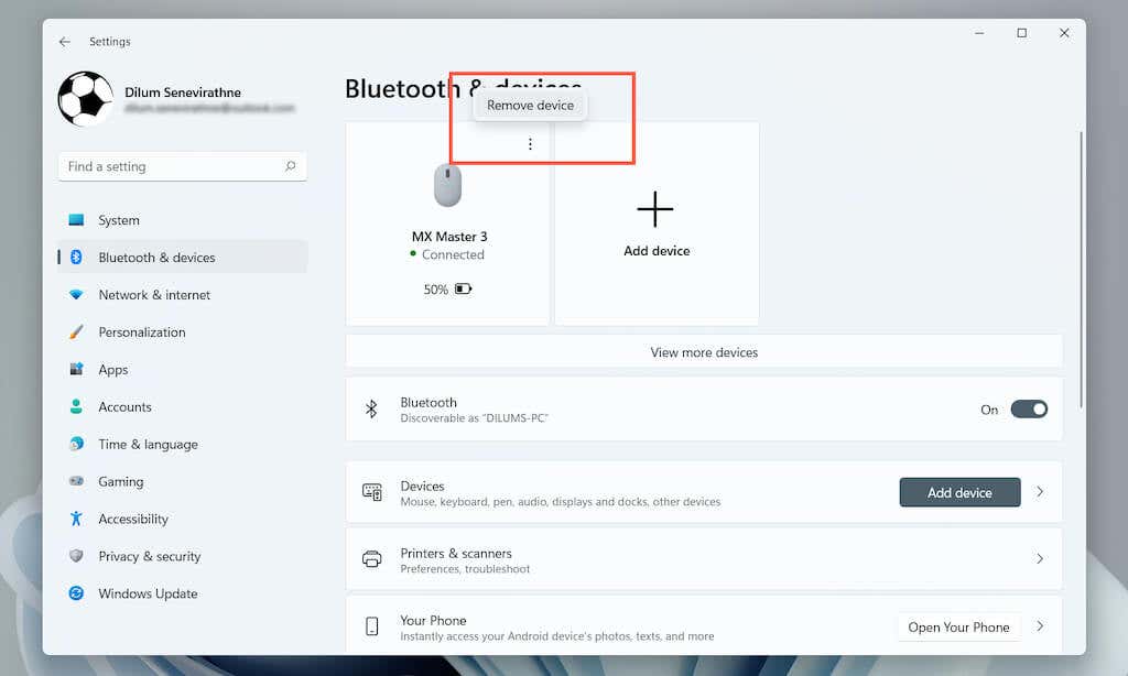 13-Remove-Bluetooth-Devices - Bộ phận trợ giúp Geek Cách khắc phục hiện tượng lag chuột Bluetooth trong Windows 11 hình 14