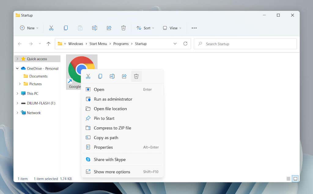 12-Delete-Startup-App - Bộ phận trợ giúp Geek Cách xác định vị trí thư mục khởi động trong Windows 11 hình 13