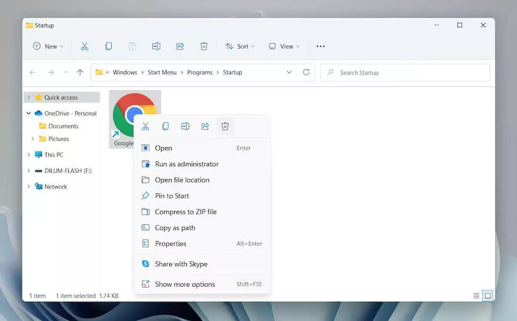 12-Delete-Startup-App - Bộ phận trợ giúp Geek Cách xác định vị trí thư mục khởi động trong Windows 11 hình 13