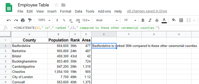 3 - thêm văn bản vào chức năng - Help Desk Geek Cách sử dụng hàm CONCATENATE trong Google Sheets hình 4