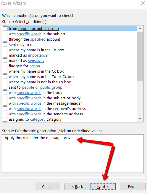 Chọn Điều kiện - Help Desk Geek Cách Tự động Chuyển tiếp Email trong Outlook 2019 hình 6