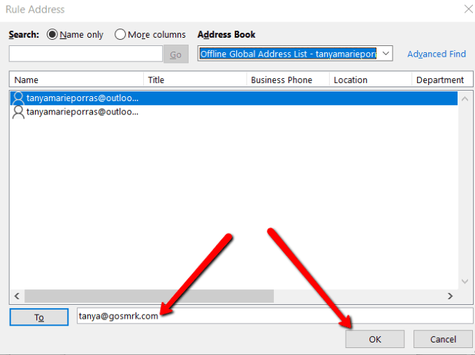 Nhập địa chỉ email - Help Desk Geek Cách Tự động Chuyển tiếp Email trong Outlook 2019 hình 9