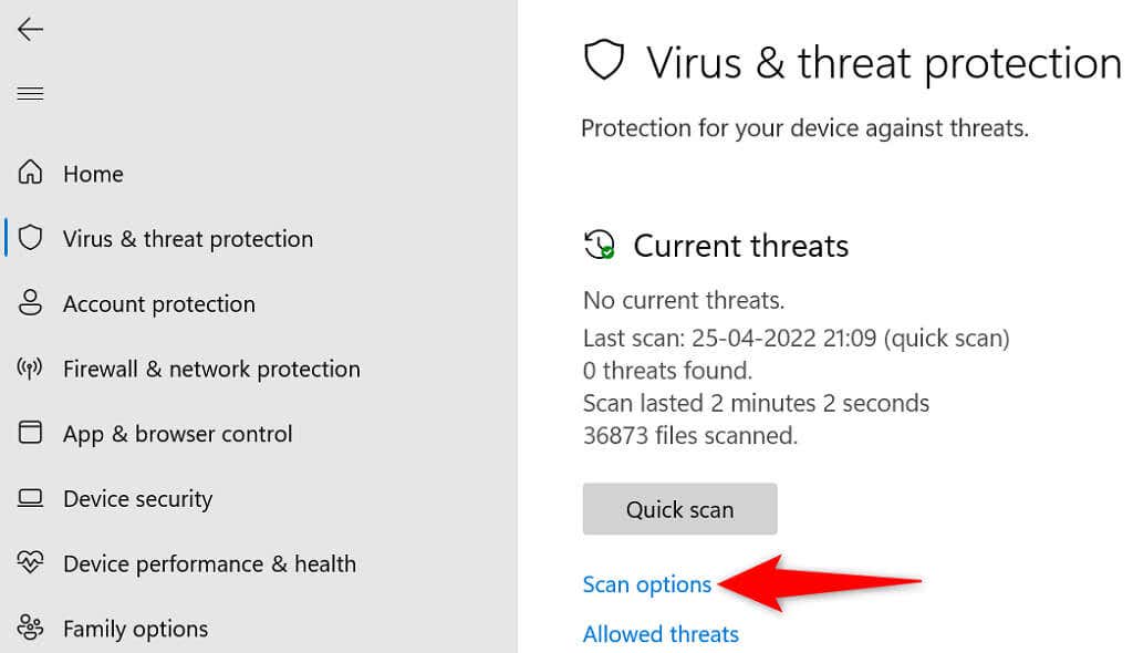 14-windows-11-scan-options - Help Desk Geek Cách khắc phục chế độ Sleep Mode của Windows 11 không hoạt động hình 14