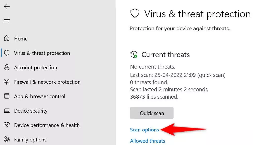 14-windows-11-scan-options - Help Desk Geek Cách khắc phục chế độ Sleep Mode của Windows 11 không hoạt động hình 14