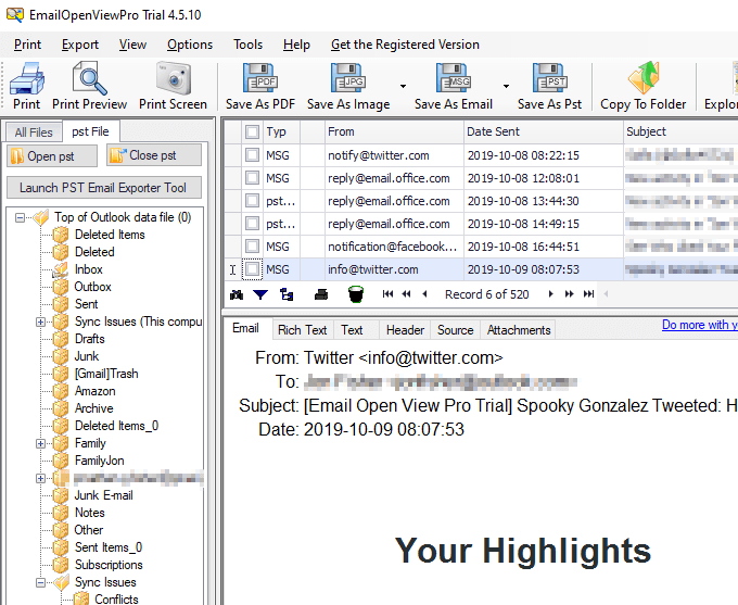 emailopenviewprotrial - Bộ phận trợ giúp Geek Cách chuyển đổi hàng loạt tệp Outlook PST sang định dạng khác image 4