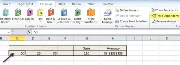 Cách theo dõi người phụ thuộc trong Excel 4 mũi tên phụ thuộc