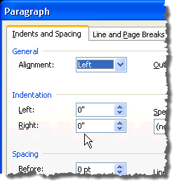 Thay đổi đơn vị đo lường trong Microsoft Word 7 Inch trên hộp thoại Thụt lề trong Đoạn văn trong Word 2003