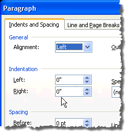 Thay đổi đơn vị đo lường trong Microsoft Word 7 Inch trên hộp thoại Thụt lề trong Đoạn văn trong Word 2003